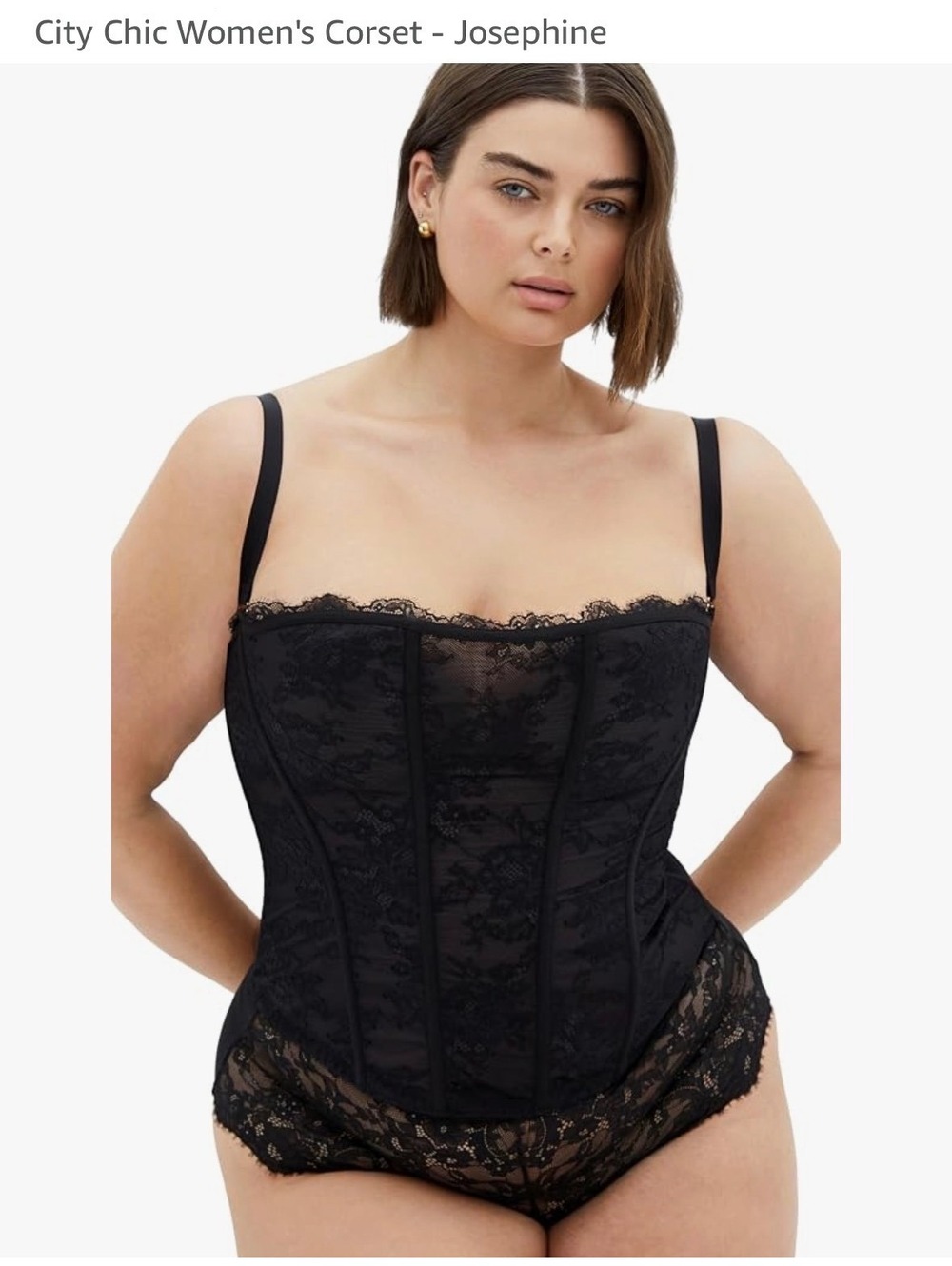 City Chic Josephine Women's Black Lace Corset Plus Size